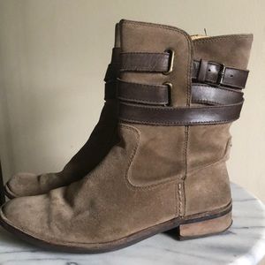 Bussola Mid-Calf Tan Suede and Leather Boots